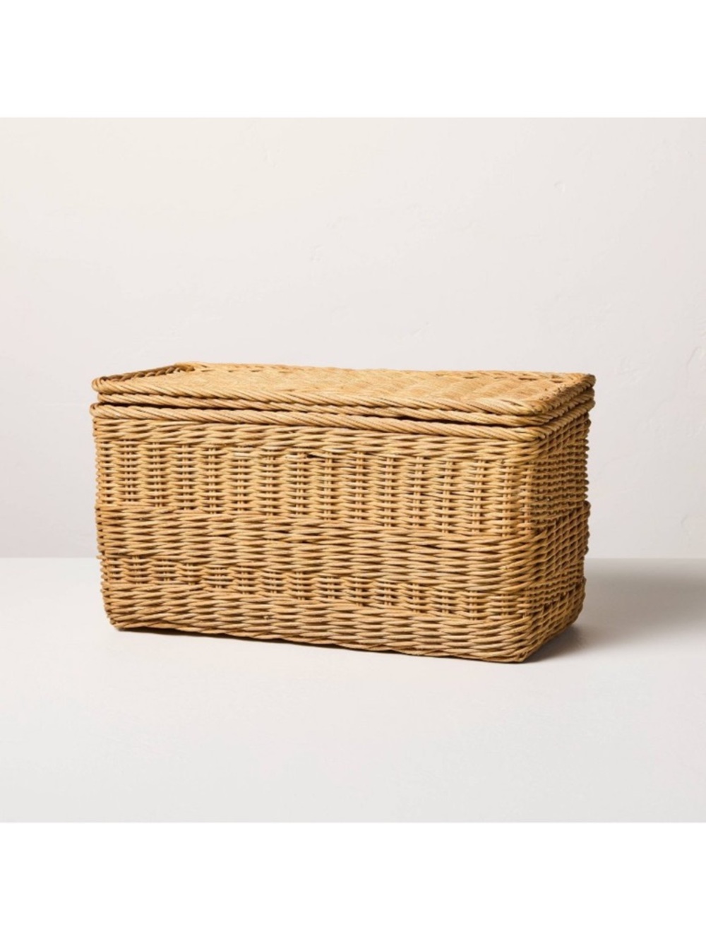 Hearth & Hand MEDIUM Rattan Storage Basket w/ Divided Compartments with Lid NEW